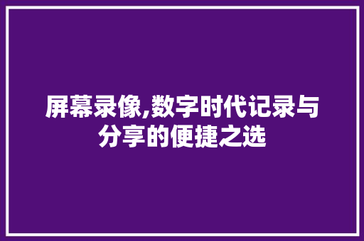 屏幕录像,数字时代记录与分享的便捷之选