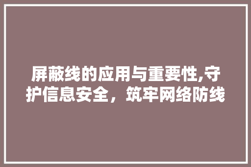 屏蔽线的应用与重要性,守护信息安全,筑牢网络防线 屏蔽线的应用与重要性,守护信息安全,筑牢网络防线