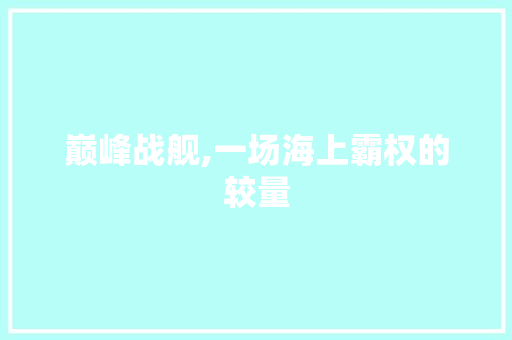 巅峰战舰,一场海上霸权的较量