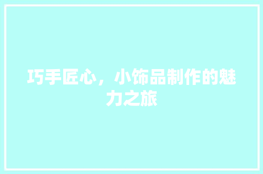 巧手匠心，小饰品制作的魅力之旅