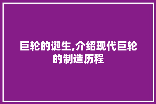巨轮的诞生,介绍现代巨轮的制造历程 服务器/数据库