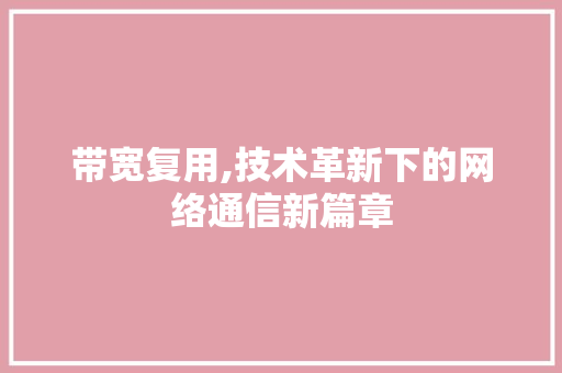 带宽复用,技术革新下的网络通信新篇章