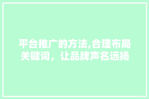 平台推广的方法,合理布局关键词，让品牌声名远扬
