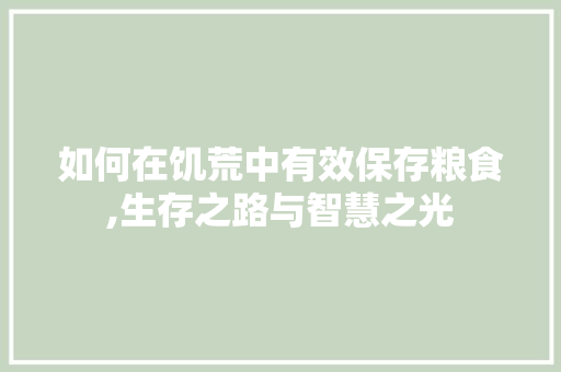 如何在饥荒中有效保存粮食,生存之路与智慧之光 如何在饥荒中有效保存粮食,生存之路与智慧之光