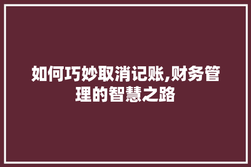 如何巧妙取消记账,财务管理的智慧之路