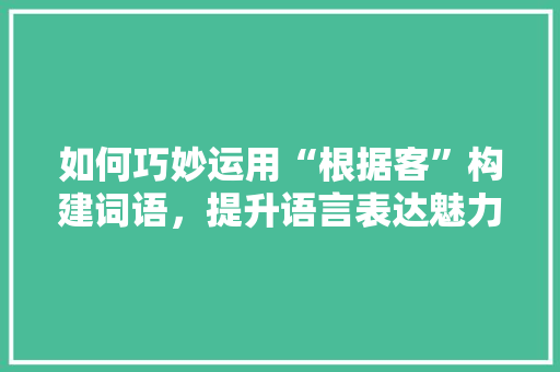 如何巧妙运用“根据客”构建词语，提升语言表达魅力 SEO教程
