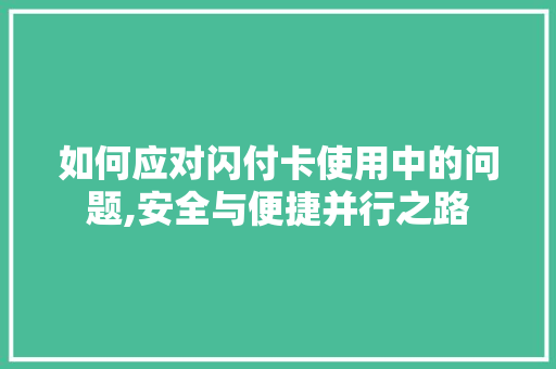 如何应对闪付卡使用中的问题,安全与便捷并行之路 WordPress教程