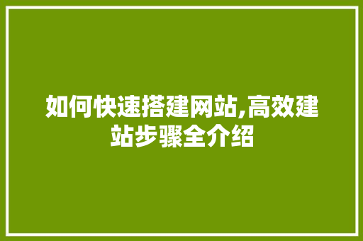 如何快速搭建网站,高效建站步骤全介绍