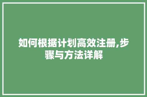 如何根据计划高效注册,步骤与方法详解