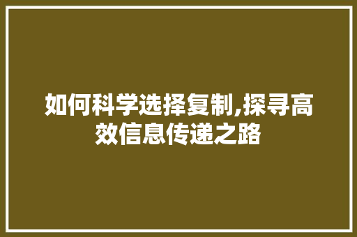 如何科学选择复制,探寻高效信息传递之路