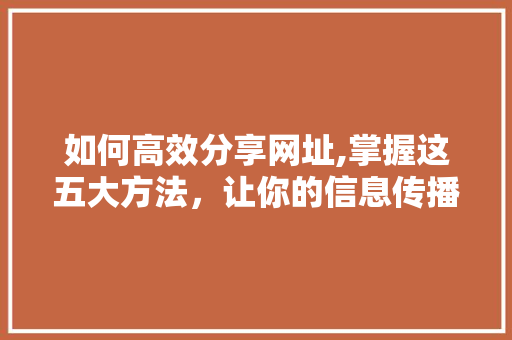 如何高效分享网址,掌握这五大方法，让你的信息传播如虎添翼