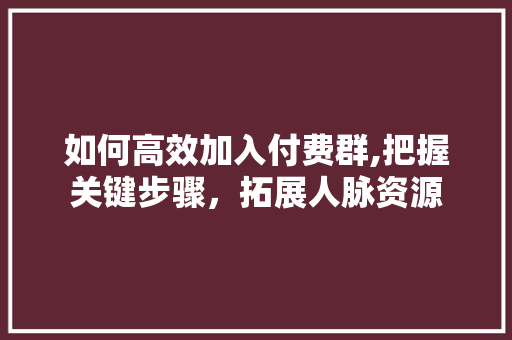 如何高效加入付费群,把握关键步骤，拓展人脉资源
