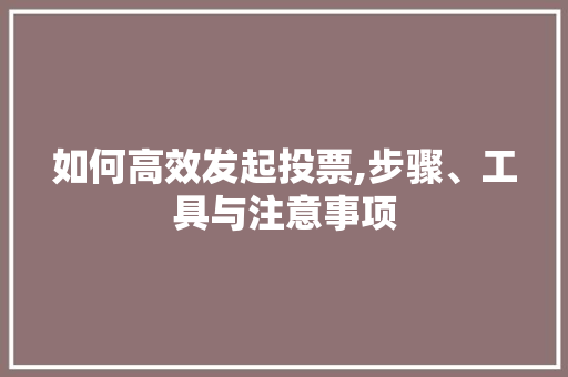 如何高效发起投票,步骤、工具与注意事项