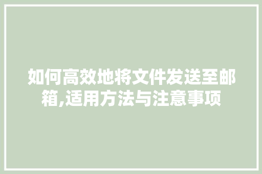 如何高效地将文件发送至邮箱,适用方法与注意事项