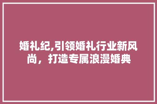 婚礼纪,引领婚礼行业新风尚，打造专属浪漫婚典 SEO教程