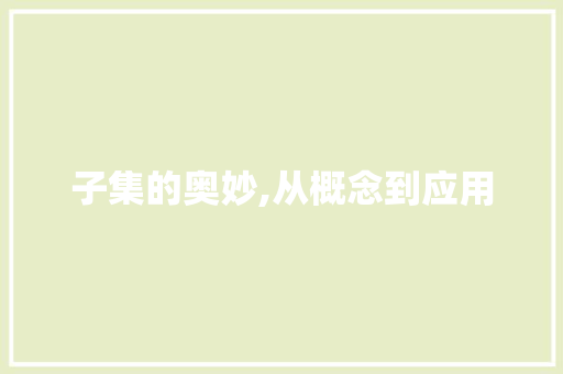 子集的奥妙,从概念到应用