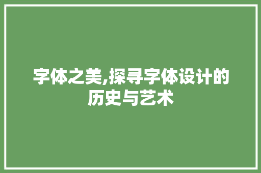 字体之美,探寻字体设计的历史与艺术