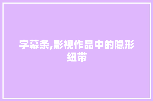 字幕条,影视作品中的隐形纽带