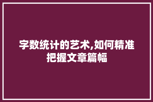 字数统计的艺术,如何精准把握文章篇幅