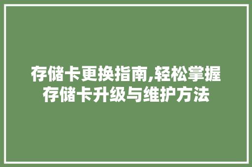 存储卡更换指南,轻松掌握存储卡升级与维护方法