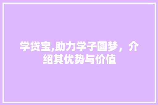 学贷宝,助力学子圆梦，介绍其优势与价值