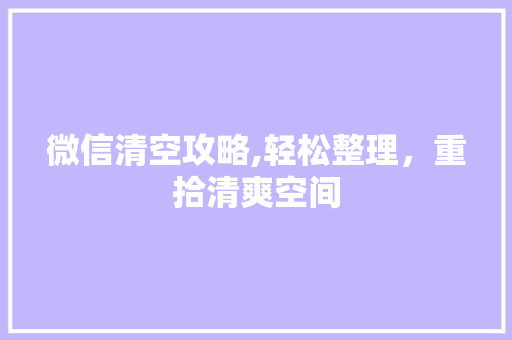 微信清空攻略,轻松整理，重拾清爽空间 SEO教程