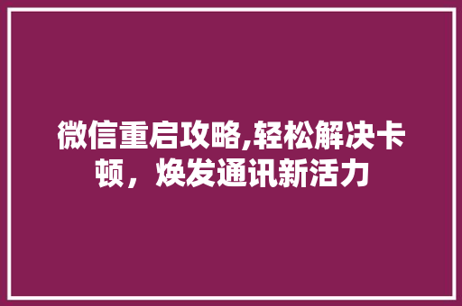微信重启攻略,轻松解决卡顿，焕发通讯新活力 SEO教程