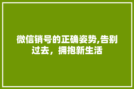 微信销号的正确姿势,告别过去，拥抱新生活 服务器/数据库