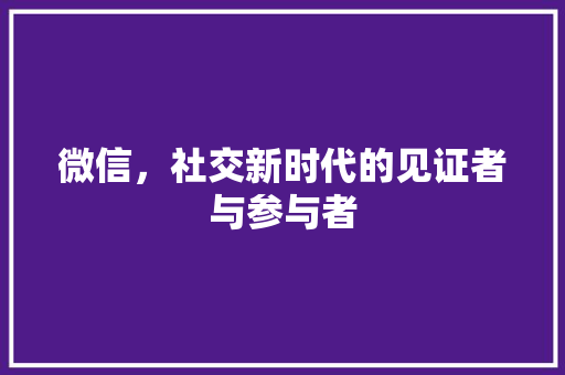 微信，社交新时代的见证者与参与者