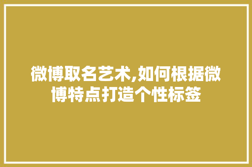 微博取名艺术,如何根据微博特点打造个性标签