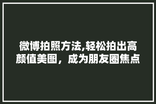 微博拍照方法,轻松拍出高颜值美图，成为朋友圈焦点 WordPress教程