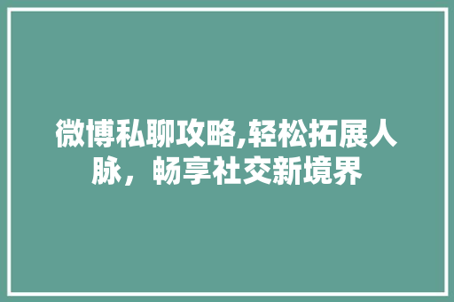 微博私聊攻略,轻松拓展人脉，畅享社交新境界 WordPress教程