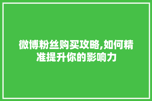 微博粉丝购买攻略,如何精准提升你的影响力