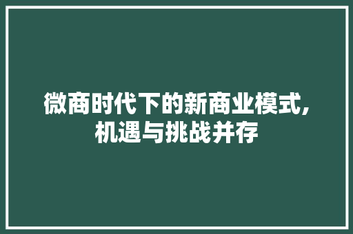 微商时代下的新商业模式,机遇与挑战并存 服务器/数据库
