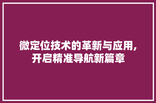 微定位技术的革新与应用,开启精准导航新篇章