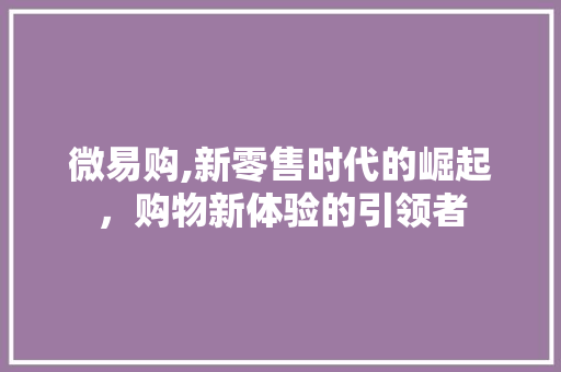 微易购,新零售时代的崛起，购物新体验的引领者