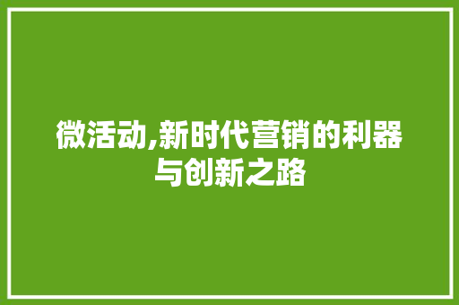 微活动,新时代营销的利器与创新之路