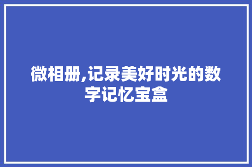 微相册,记录美好时光的数字记忆宝盒 服务器/数据库