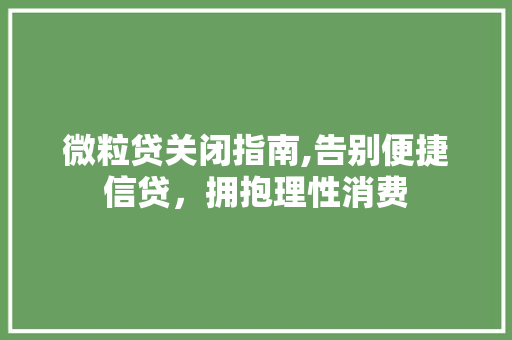 微粒贷关闭指南,告别便捷信贷，拥抱理性消费