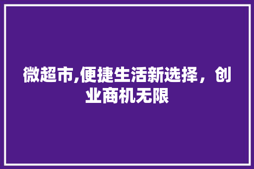 微超市,便捷生活新选择，创业商机无限