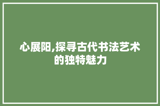 心展阳,探寻古代书法艺术的独特魅力