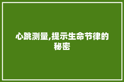 心跳测量,提示生命节律的秘密