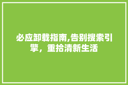 必应卸载指南,告别搜索引擎，重拾清新生活