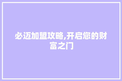 必迈加盟攻略,开启您的财富之门