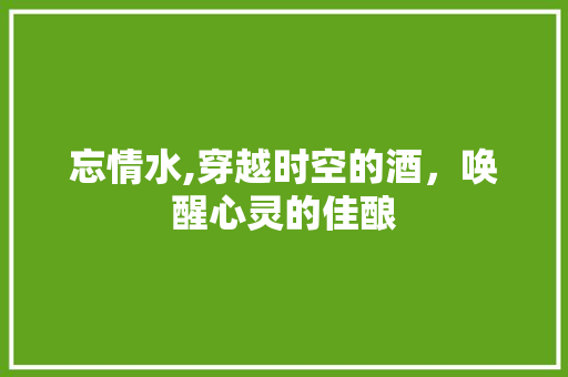 忘情水,穿越时空的酒，唤醒心灵的佳酿