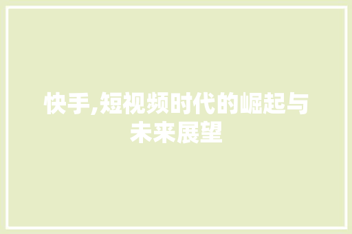 快手,短视频时代的崛起与未来展望 SEO教程