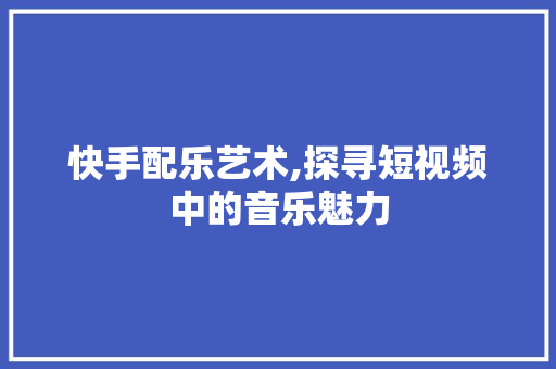 快手配乐艺术,探寻短视频中的音乐魅力 建站教程
