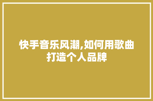 快手音乐风潮,如何用歌曲打造个人品牌 建站教程