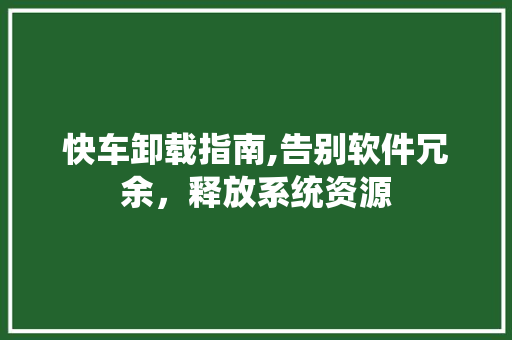 快车卸载指南,告别软件冗余，释放系统资源 建站教程