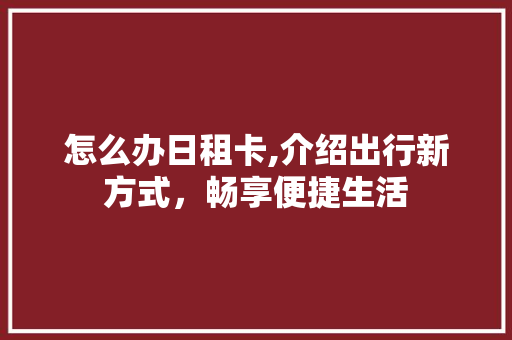 怎么办日租卡,介绍出行新方式，畅享便捷生活